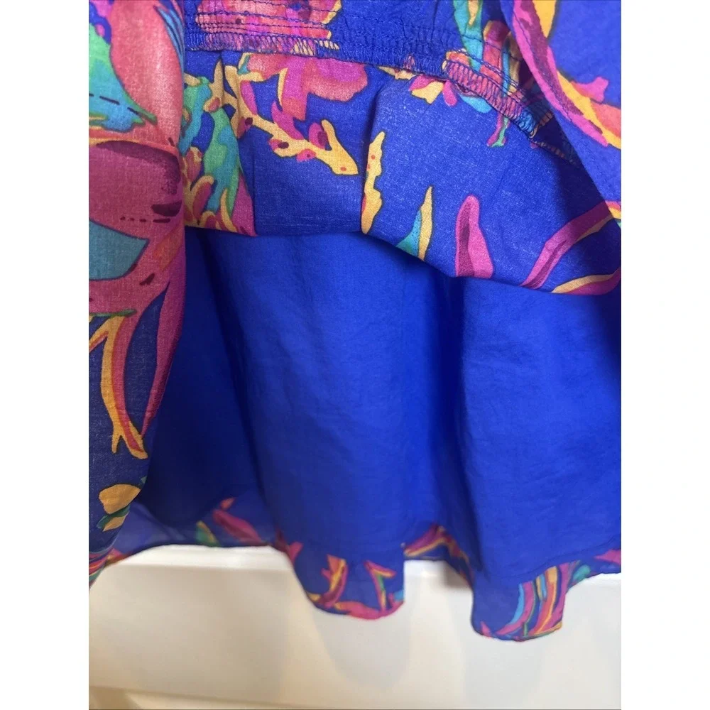 NWT J. Crew Tropical Floral Smocked Tiered Mini Skirt Crochet Trim Boho Medium